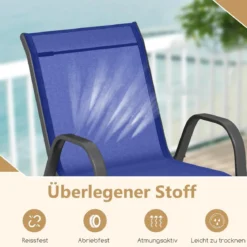 4er Set Gartenstühle stapelbar Stapelstühle aus Textilene und Metallgestell 56 x 70 x 84 cm Braun/Blau/Grau/Schwarz