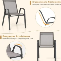 4er Set Gartenstühle stapelbar Stapelstühle aus Textilene und Metallgestell 56 x 70 x 84 cm Braun/Blau/Grau/Schwarz