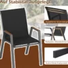 6er Set Gartenstühle Stapelstuhl Hochlehner aus Atmungsaktivem Teslin-Gewebe mit Holz Schwarz