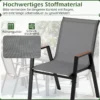 4er Set Gartenstühle Stapelstuhl Hochlehner aus Atmungsaktivem Teslin-Gewebe mit Holz Grau