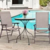 2er Set Gartenstuhl Klappstuhl aus Textilene Terrassenstuhl Hochlehner klappbarer Campingstuhl braun