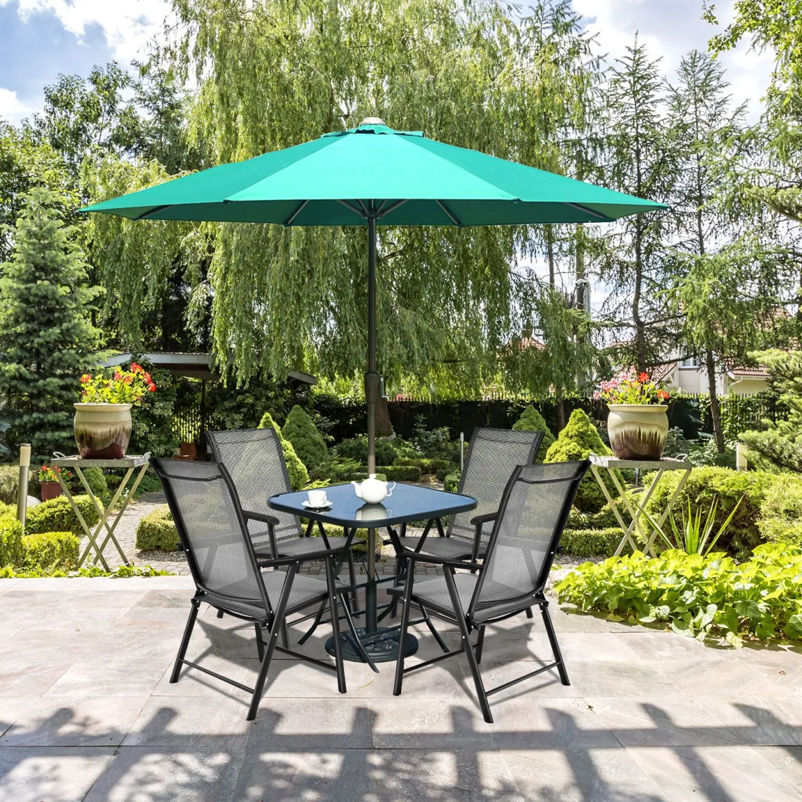 2er Set Gartenstuhl Klappstuhl Terrassenstuhl für Campingausflüge Campingstuhl klappbar Grau