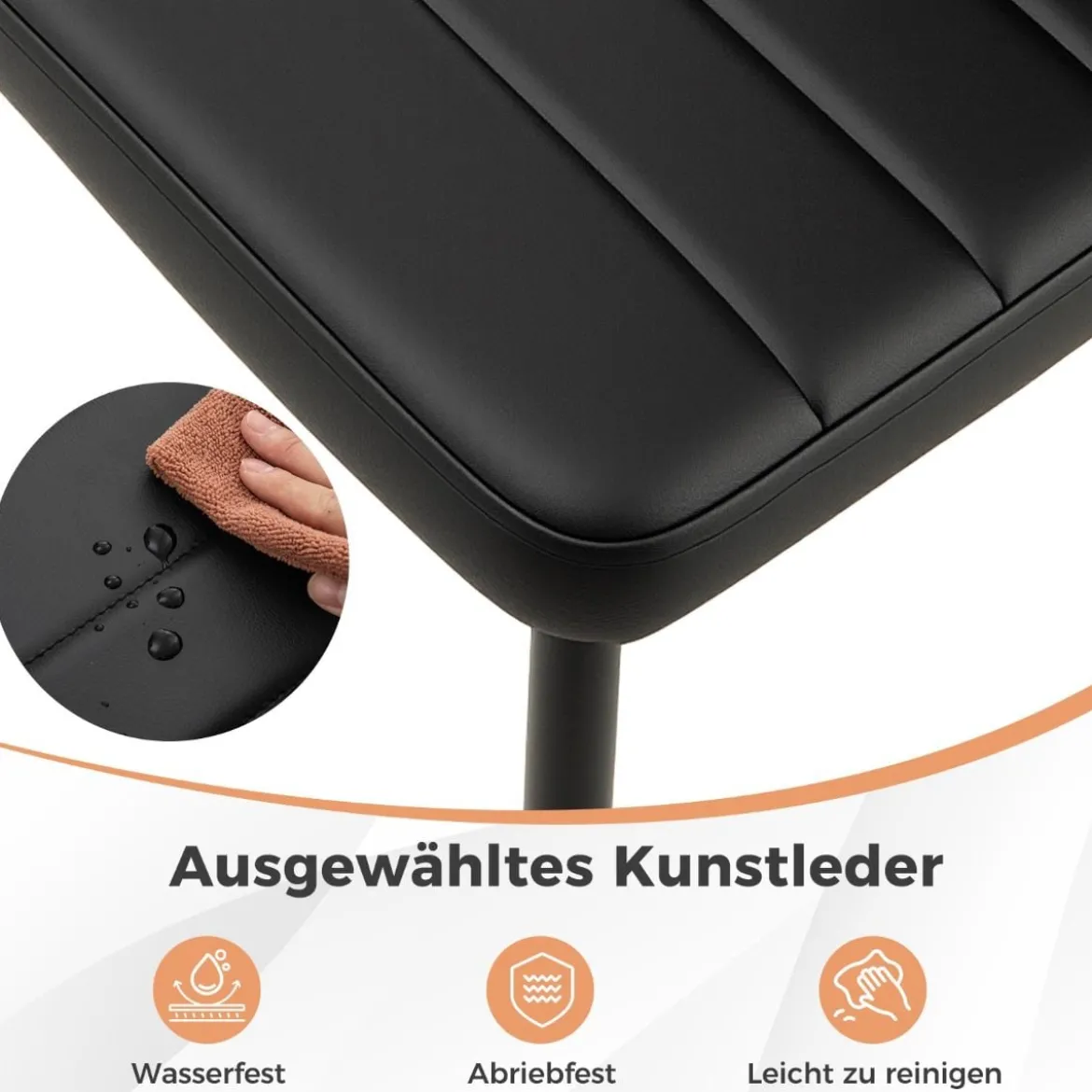 4er Set Gepolsterten Esszimmerstühlen mitRückenlehne Armlose Küchenstühle Lederstühle