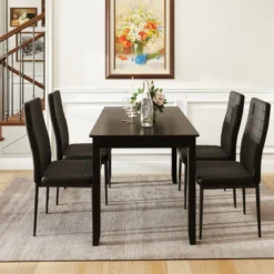 4er Set Gepolsterten Esszimmerstühlen mitRückenlehne Armlose Küchenstühle Lederstühle