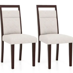 2er-Set gepolstertes Esszimmerstühle Küchenstuhl mit gepolstertem Sitz & neigbarer Rückenlehne Beige
