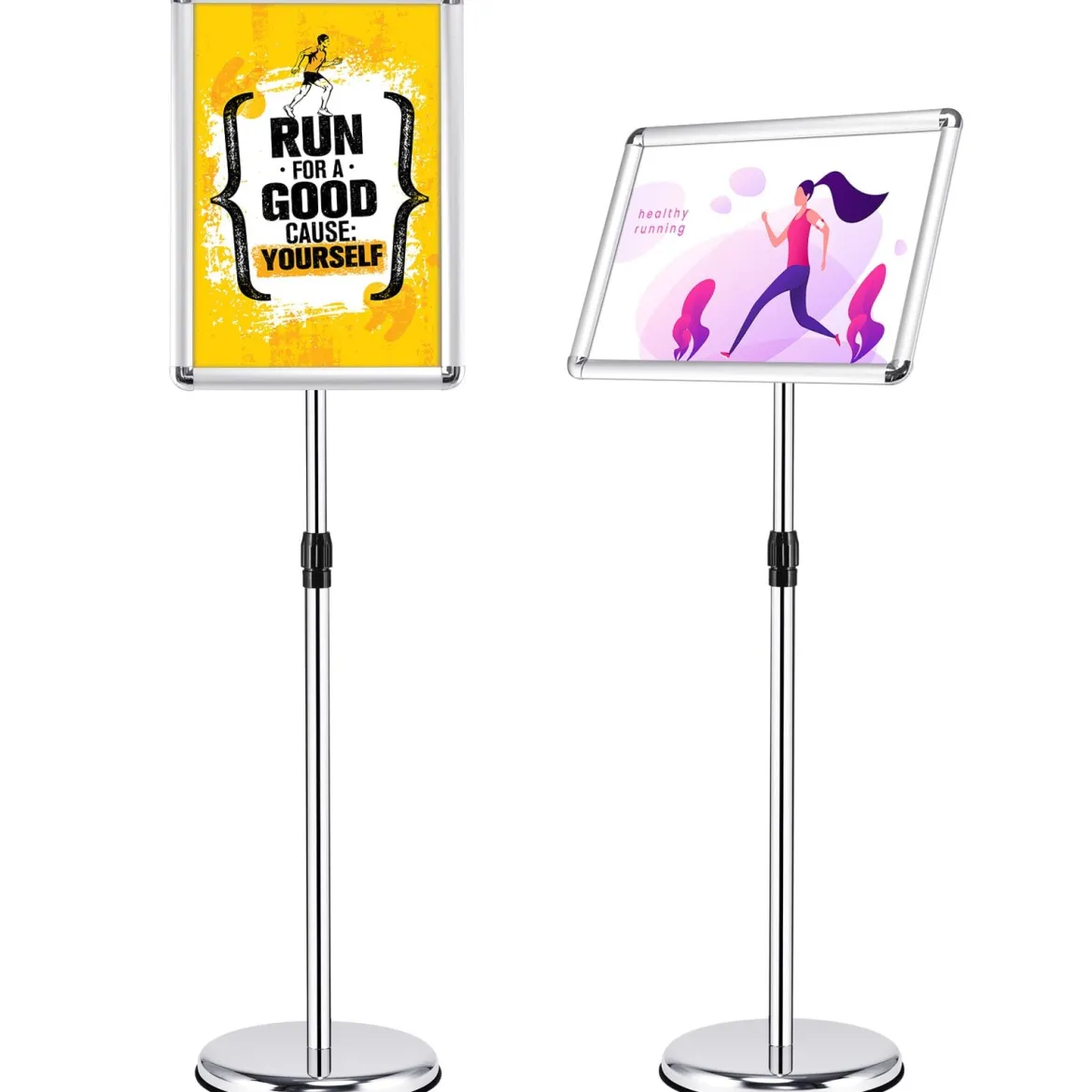 2er Set Höhenverstellbarer A3 Infoständer Drehbarer Plakatständer Kundenstopper Silber