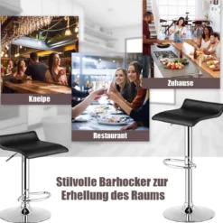 2er Set Höhenverstellbarer Barhocker mit Rückenlehne & Fußstütze 360° Drehstuhl