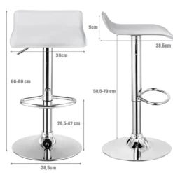 2er Set Höhenverstellbarer Barhocker mit Rückenlehne & Fußstütze 360° Drehstuhl