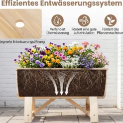 2er Set Hochbeet aus Tannenholz mit Entwässerungsloch Halbfass Blumenkasten