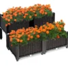 4er Set Hochbeet Blumenbeet Pflanzenbeet Blumenkasten für den Garten Pflanzkasten Frühbeet Blumentrog Pflanzhaus Braun