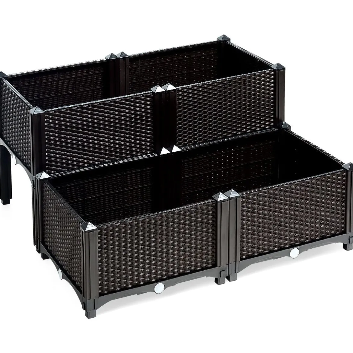 4er Set Hochbeet Blumenbeet Pflanzenbeet Blumenkasten für den Garten Pflanzkasten Frühbeet Blumentrog Pflanzhaus Braun