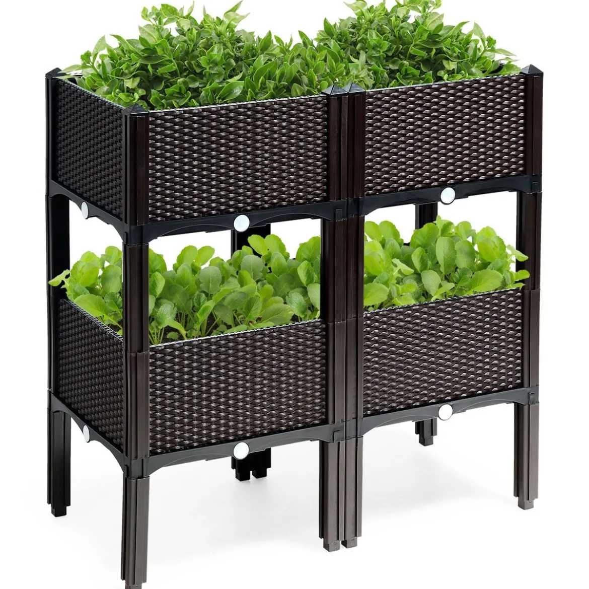 4er Set Hochbeet Blumenbeet Pflanzenbeet Blumenkasten für den Garten Pflanzkasten Frühbeet Blumentrog Pflanzhaus Braun