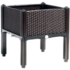 4er Set Hochbeet Blumenbeet Pflanzenbeet Blumenkasten für den Garten Pflanzkasten Frühbeet Blumentrog Pflanzhaus Braun