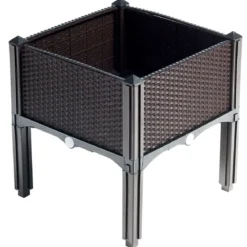 4er Set Hochbeet Blumenbeet Pflanzenbeet Blumenkasten für den Garten Pflanzkasten Frühbeet Blumentrog Pflanzhaus Braun