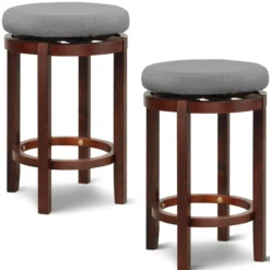 2er-Set Hocker in Thekenhöhe 66 cm Hohe Drehbare Barhocker 42 x 42 x 66 cm Grau und Braun