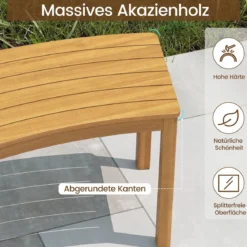 4er Set Holz Gartenbank ohne Rückenlehne Sitzbank Gebogene Holzbank Parkbank Natur