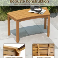 2er Set Holz Gartenbank ohne Rückenlehne Sitzbank Gebogene Holzbank Parkbank Natur
