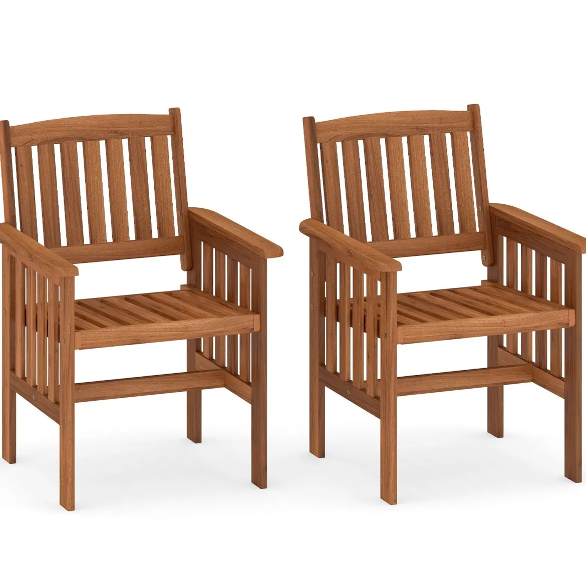 2er Set Holz Gartenstühle mit Armlehnen Balkonstühle Holzstühle Gartensessel 59 x 63 x 89 cm