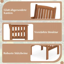 2er Set Holz Gartenstühle mit Armlehnen Balkonstühle Holzstühle Gartensessel 59 x 63 x 89 cm