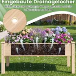 2er Set Holz Hochbeet mit Ablauflöchern Pflanzkasten bis 130 kg Rechteckiges Kräuterbeet