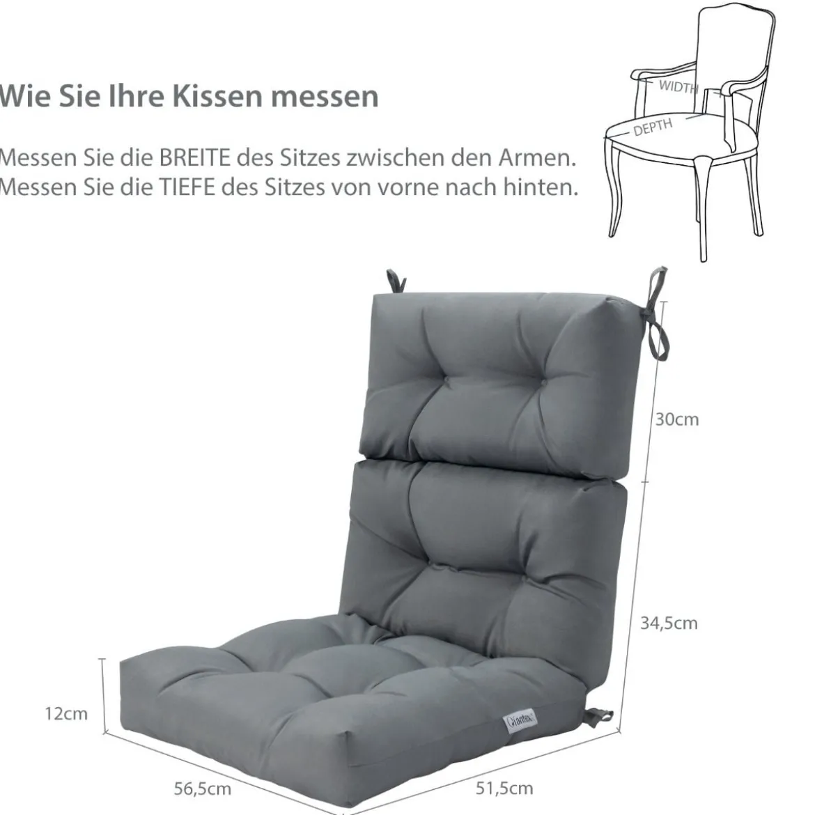 2er Set 2 in 1 Auflagen für Stuhl Bodenstuhl Sitzauflagen Polster mit Hoher Verstellbarer Rückenlehne Grau