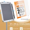 2er Set Infoständer A4 81–131 cm Höhenverstellbarer Menükartenhalter Drehbar mit Befüllbarem Sockel Silber