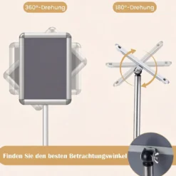 2er Set Infoständer A4 81–131 cm Höhenverstellbarer Menükartenhalter Drehbar mit Befüllbarem Sockel Silber