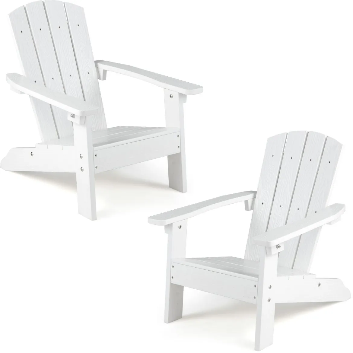 2er Set Kinder Adirondack Stuhl aus HIPS Gartenstuhl mit Ergonomischer Rückenlehne Weiß