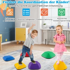 6er Set Kinder Balanciersteine Rutschfeste Stapelsteine Flusssteine Stepping Stones bis 80 kg Belastbar