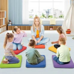 6er Set Kinder Quadratische Sitzkissen mit Griff & Reißverschluss Bodenkissen Stuhlkissen 40 x 40 cm