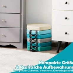 6er Set Kinder Stuhlkissen mit Griff & Reißverschluss Sitzkissen Sitzerhöhung Hauptkissen Bunt/Blau