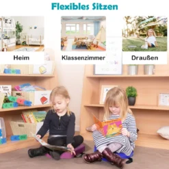 6er Set Kinder Stuhlkissen mit Griff & Reißverschluss Sitzkissen Sitzerhöhung Hauptkissen Bunt/Blau