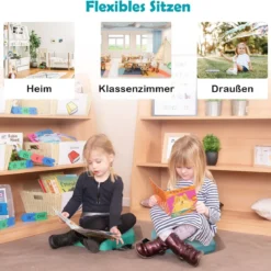 6er Set Kinder Stuhlkissen mit Griff & Reißverschluss Sitzkissen Sitzerhöhung Hauptkissen Bunt/Blau