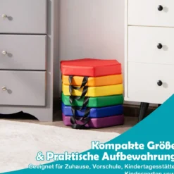 6er Set Kinder Stuhlkissen mit Griff & Reißverschluss Sitzkissen Sitzerhöhung Hauptkissen Bunt/Blau