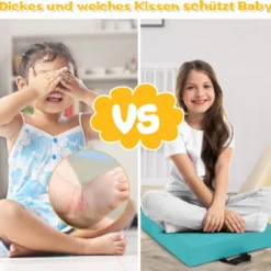 6er Set Kinder Stuhlkissen mit Griff Bodenkissen mit Reißverschluss Quadrat Hellblau