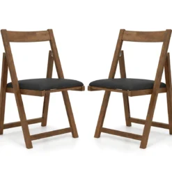 2er Set Klappbare Esszimmerstühle Küchenstühle mit Gebogenem Rückenlehne Polsterstuhl 150kg Belastbar
