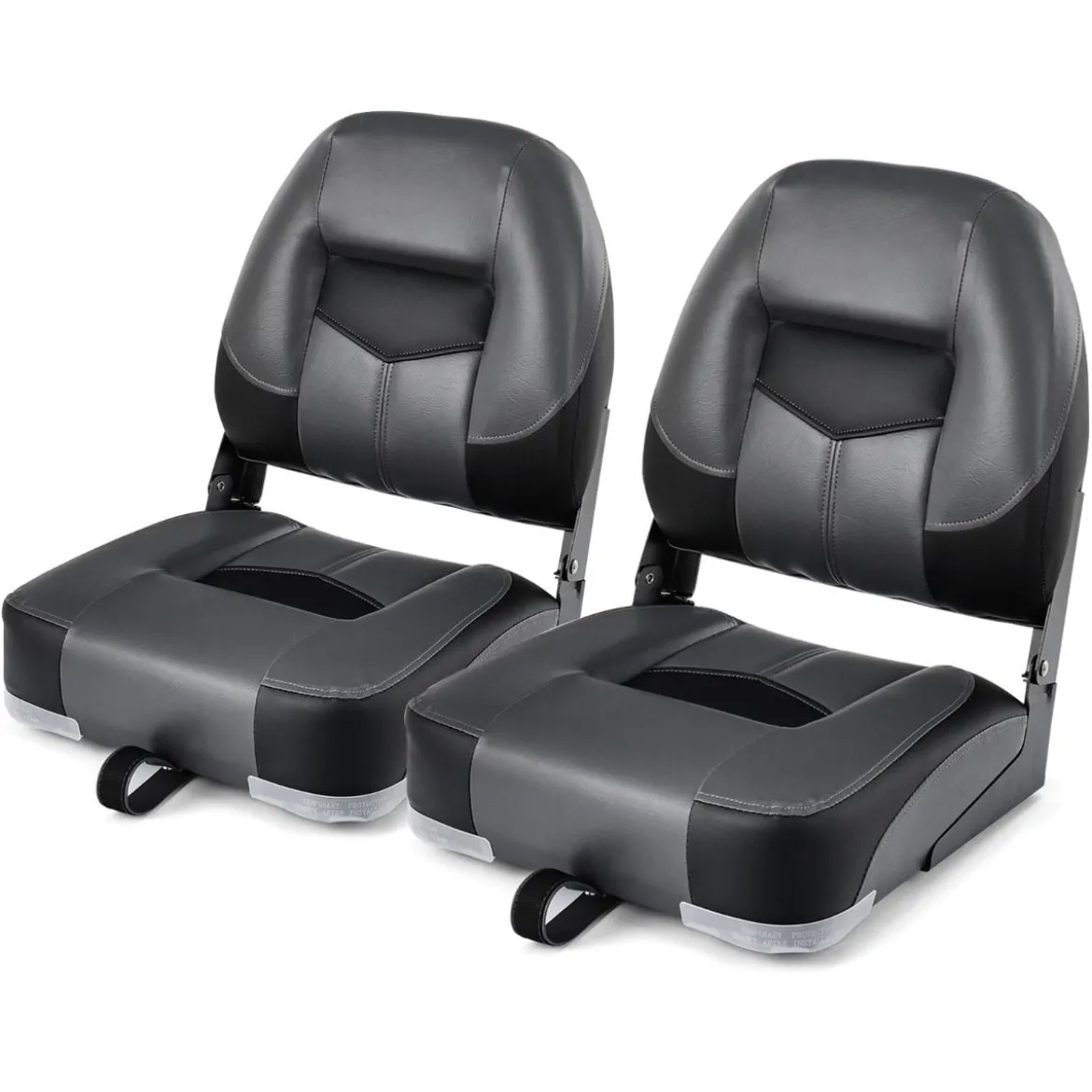 2er Set Klappbarer Bootssitz mit 11 cm Dicker Schwammpolsterung Gepolsterter Steuerstuhl Schwarz