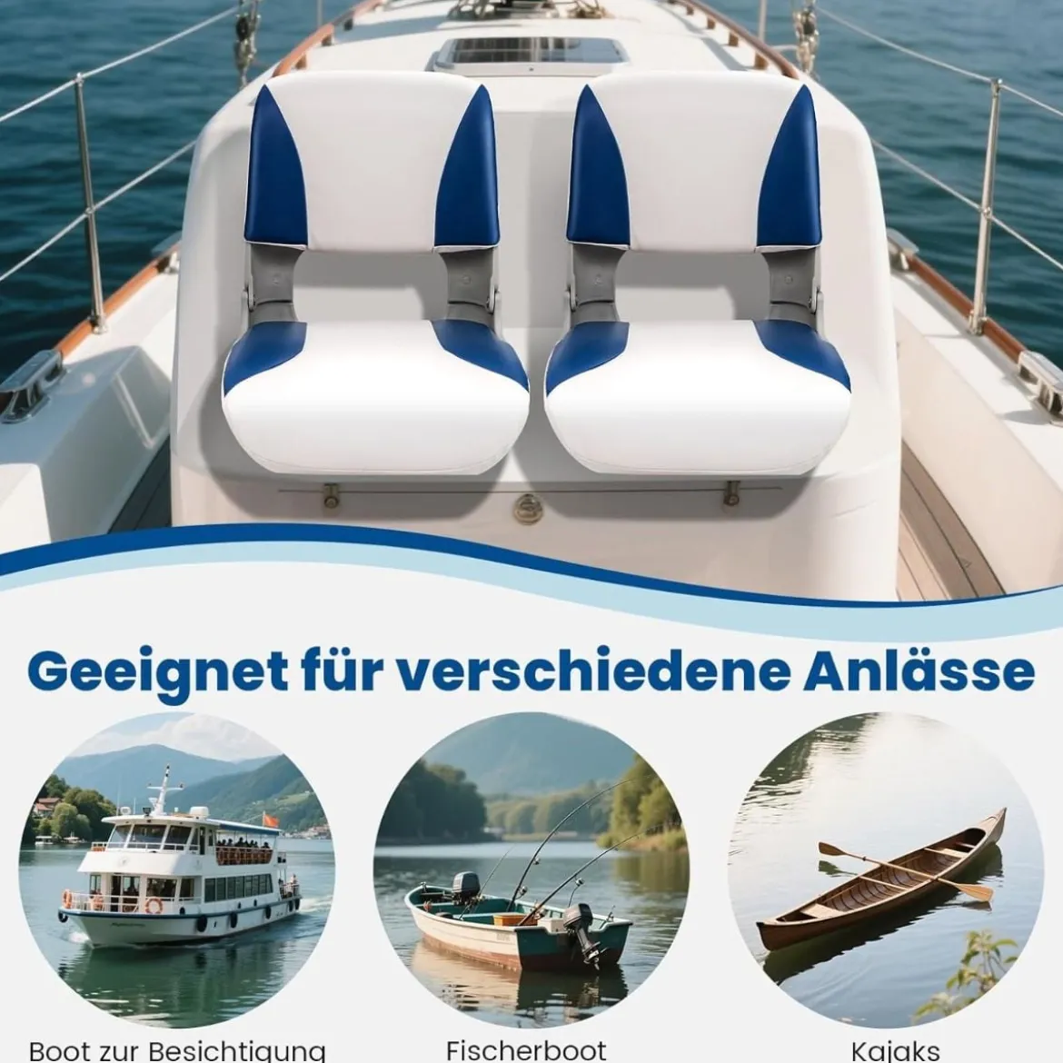 2er Set Klappbarer Bootsstuhl mit Schaumstoffpolsterung Bootssitz Gepolsterter Steuerstuhl