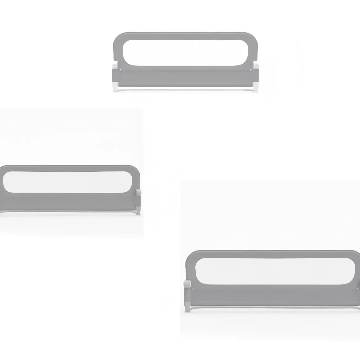 3er Set Klappbares Bettgitter mit Abnehmbarem Oxford-Stoffbezug Grau (2 Stücke 178 x 60 cm+ 1 Stück 148 x 60 cm)