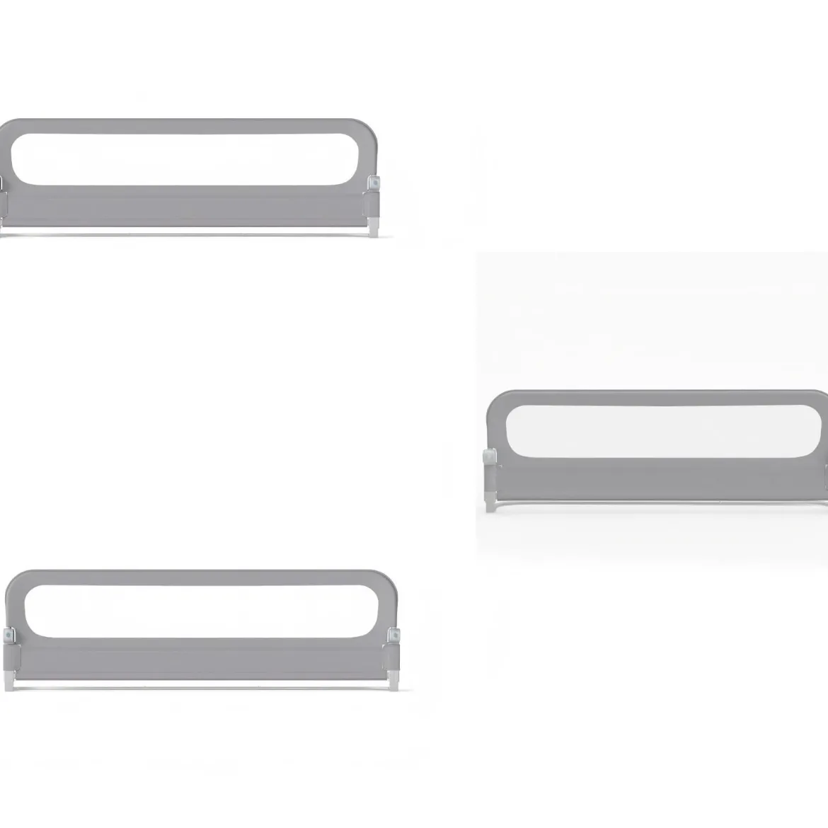 3er Set Klappbares Bettgitter mit Abnehmbarem Oxford-Stoffbezug Grau (2 Stücke 198 x 60 cm+1 Stück 178 x 60 cm)