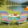 2er Set Klappbare Strandstühle mit Verstellbarer Rückenlehne Leichte Campingstühle Klappstühle