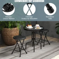 2er Set Klapphocker klappbarer Hocker mit Tragegriff, 150 kg Tragkraft für Küche Garten Schwarz