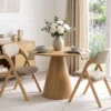 2er Set Klappstühle aus Holz mit Gepolsterter Sitzfläche & Atmungsaktiven Leinenkissen 61 x 53 x 81 cm