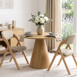 4er Set Klappstühle aus Holz mit Gepolsterter Sitzfläche & Atmungsaktiven Leinenkissen 61 x 53 x 81 cm