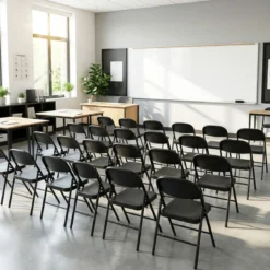 6er Set Klappstühle aus Metall & Kunsttoff Faltstuhl mit 150 kg Tragfähigkeit Gaststühle Schwarz