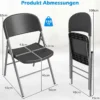 6er Set Klappstühle aus Metall & Kunsttoff Faltstuhl mit 150 kg Tragfähigkeit Gaststühle Grau