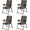 4er Set Klappstühle Hochlehner Gartenstuhl Klappsessel 69 x 54 cm x 90 cm Braun