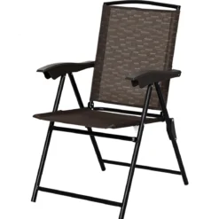 4er Set Klappstühle Hochlehner Gartenstuhl Klappsessel 69 x 54 cm x 90 cm Braun