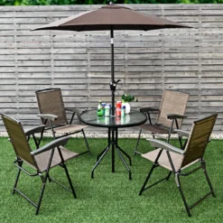 4er Set Klappstühle Hochlehner Gartenstuhl Klappsessel 69 x 54 cm x 90 cm Braun