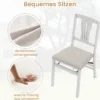 2er-Set Klappstühle mit Gepolsterte Sitzen & Gummibaumholzrahmen Esszimmerstühle Beige + Weiß
